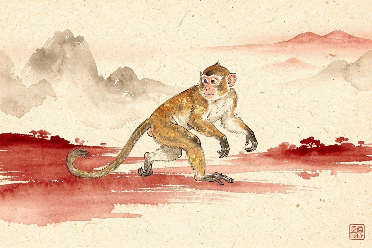 Illustration pour Signe du singe - Signe Chinois du singe - Signes Astrologiques chinois