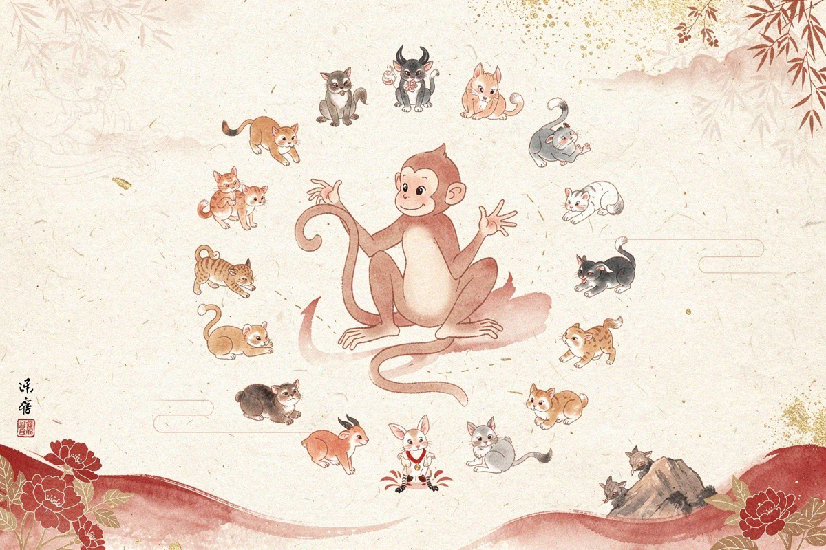 Illustration pour Signe du Singe : compatibilité avec les autres signes chinois